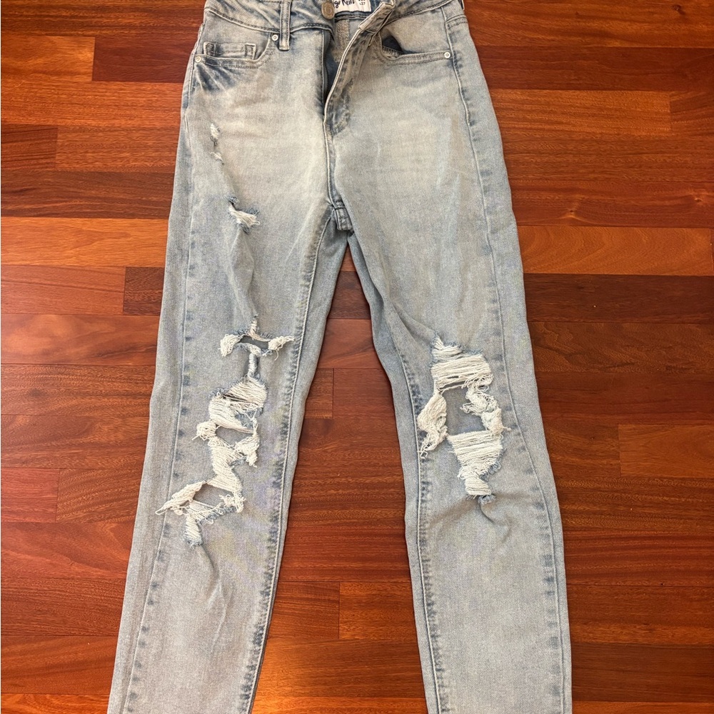 Indigo Rein Blue Jeans with Distressed Details